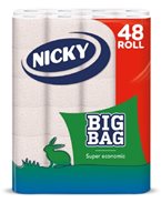 Toaletní papír v konvenční roli Nicky, 2 vr., 15,4 m, 48 ks